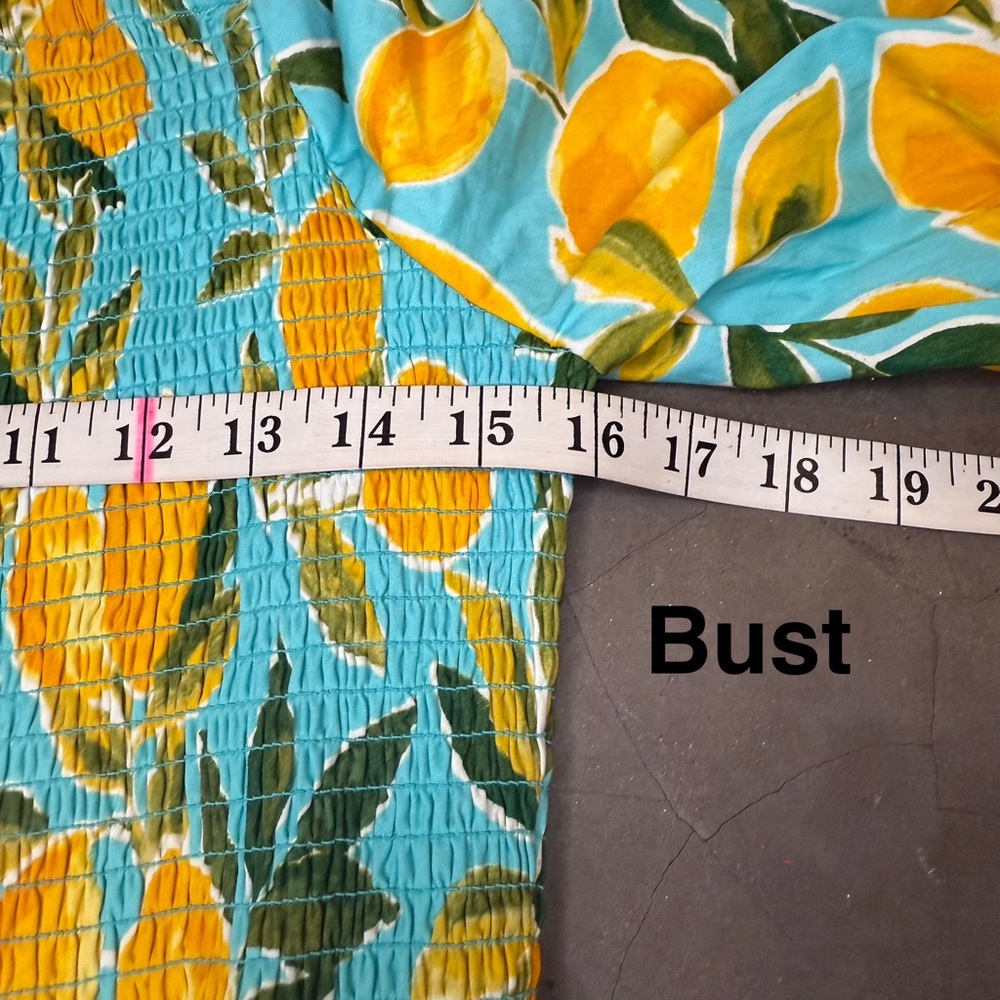 Avara Feeling Zesty Aqua Lemon Print Midi Dress Sz 2X - Picture 5 of 9